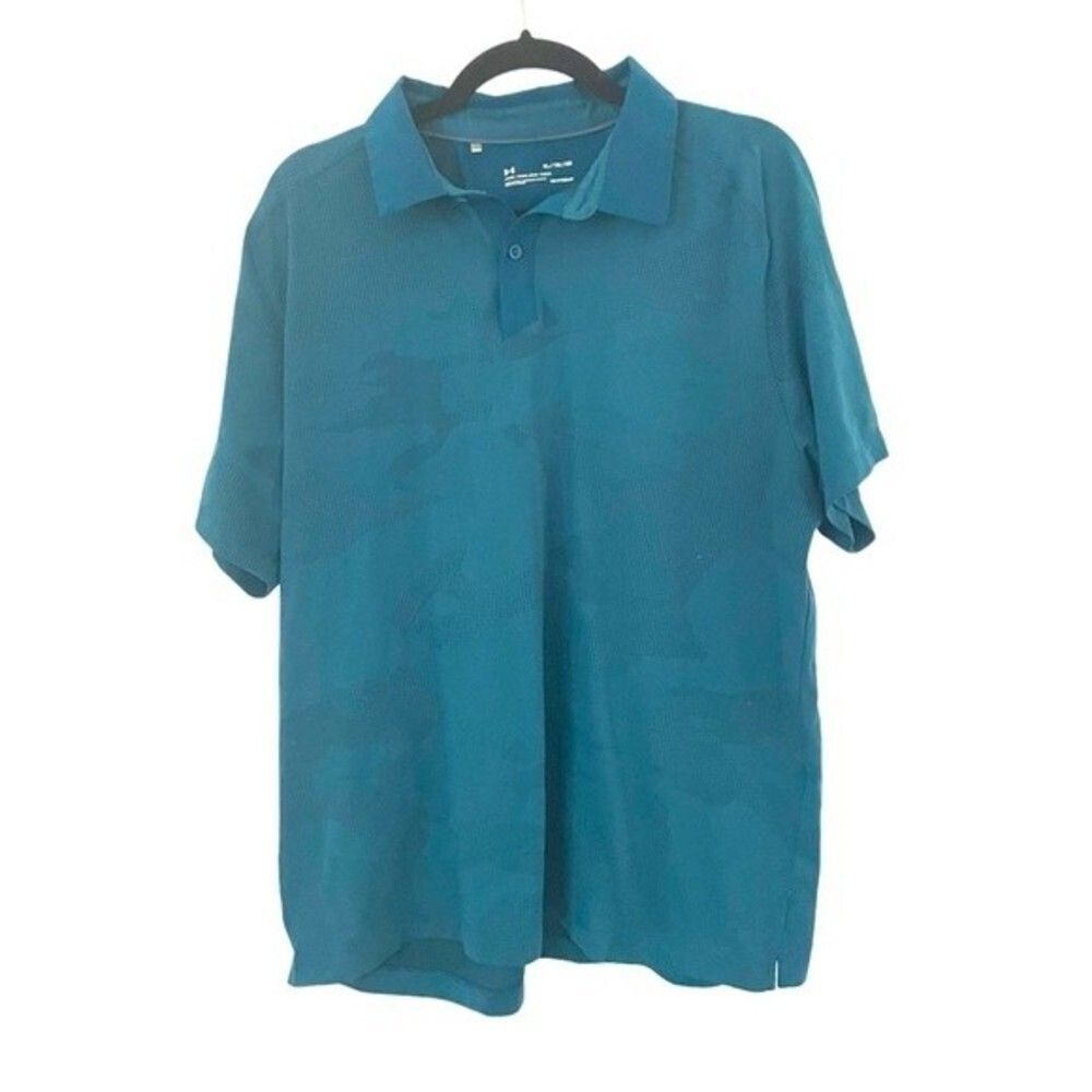 Underarmour shirt mens blue camouflage polo size xl headgear